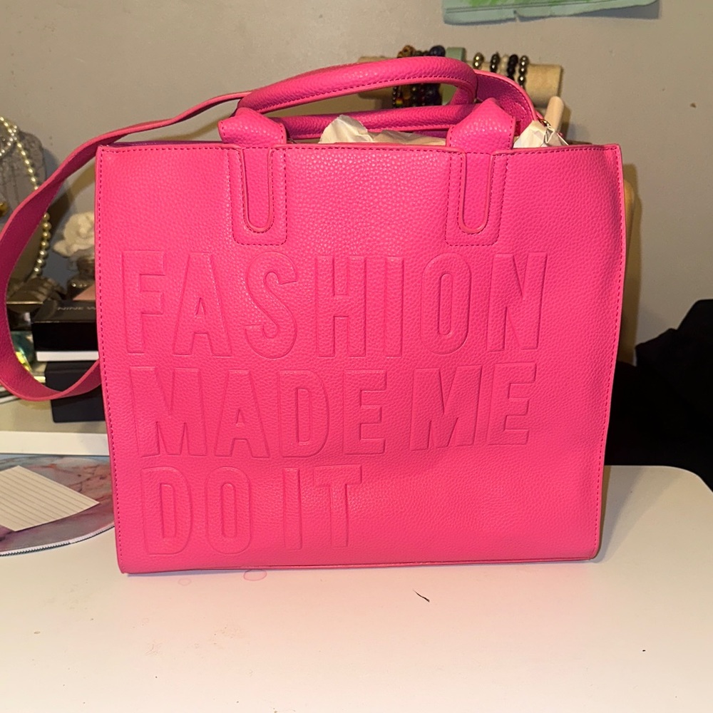 Vibrant Pink Tote Bag with Bold Statement